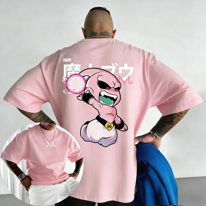 Dragon Ball: Anime Cotton T-shirt Summer New Majin Buu Printed Men's and Women's Street Hip Hop Casual Short Sleeve Top