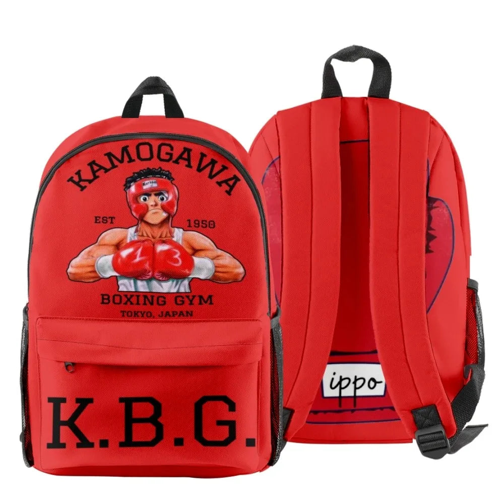 Hajime No Ippo: Kamogawa Boxing Gym KBG Backpack Logo Backpack Fashion Shopping Bag Vintage Bags Personalized School Backpack