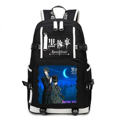 Black Butler: USB Backpack Book Bag Casual Travel Computer Men Women Girl Boys Cosplay Bag Schoolbag Laptop Bags
