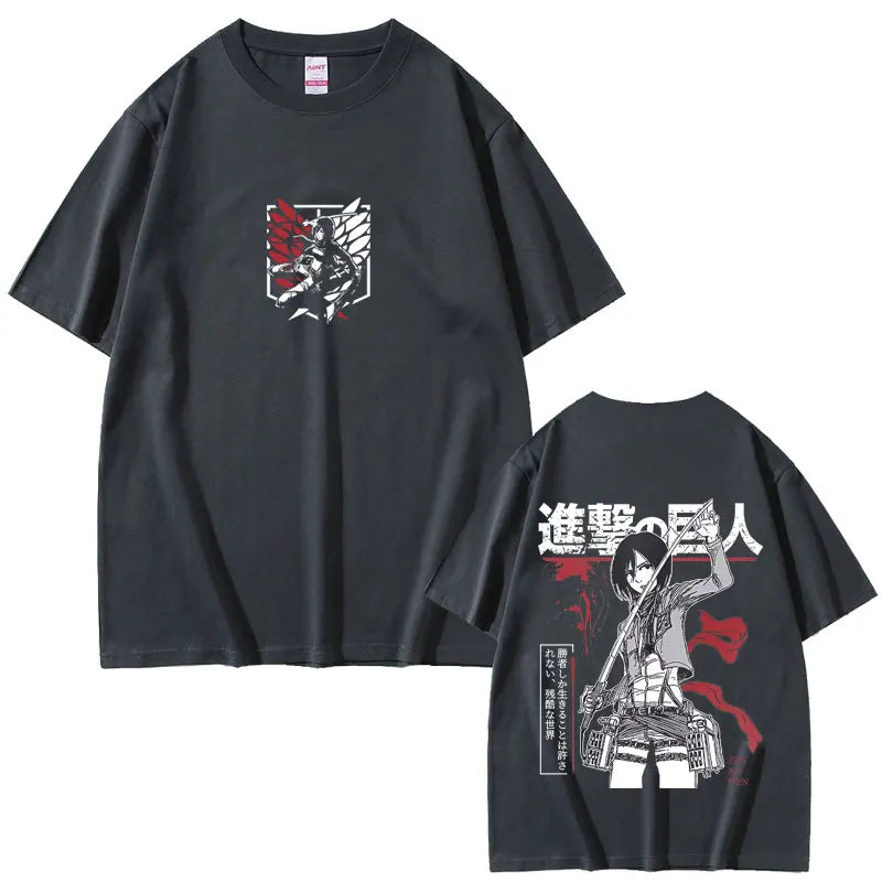 Attack on Titan: Mikasa Ackerman Merch T-shirt Men Women Manga Harajuku Oversized T Shirt Male Casual Retro Cotton T-shirts