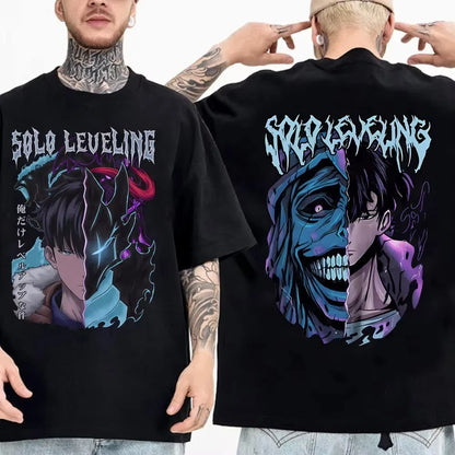 Solo Leveling: T Shirt Men Sung Jinwoo Graphic Tees Harajuku Short Sleeve