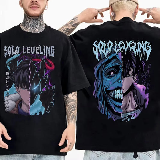 Solo Leveling: T Shirt Men Sung Jinwoo Graphic Tees Harajuku Short Sleeve