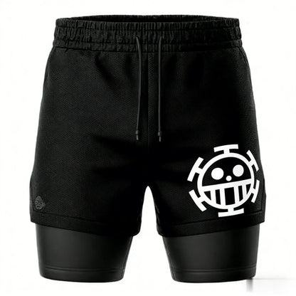 One Piece: Mesh Double-layer Shorts Streetwear Anime Summer 2026 New Y2k Casual Running Gym Workout Quick-drying Pants