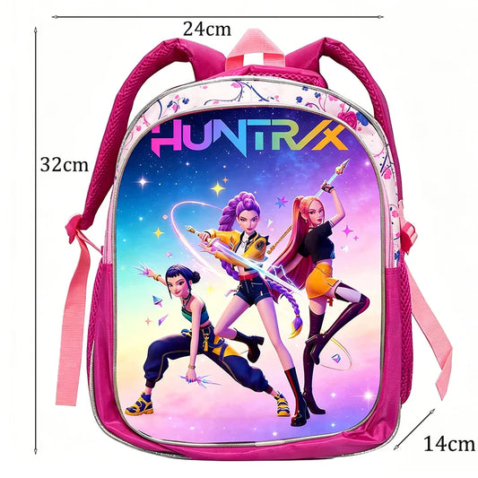 KPop Demon Hunters: School Bags Rumi Mira Zoey HUNTR/X Saja Backpacks Lightweight 12inch Pink Mochilas