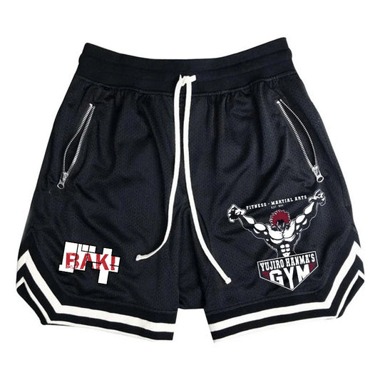 Baki Hanma: Active Athletic Shorts for  Print Breathable Quick Dry Basketball Shorts with Zippered Pockets Gym Fitness