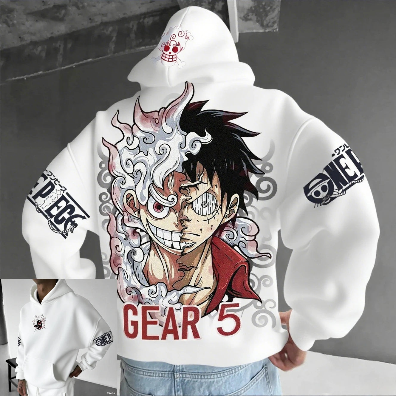 One Piece: Luffy Gear 5 Nika Streetwear Casual Pullover Sweatshirt Autumn Winter Cosplay Long Sleeve Tops