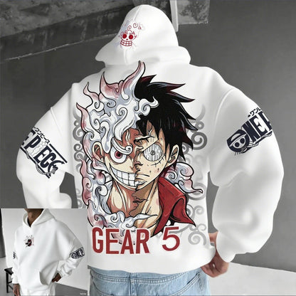 One Piece: Luffy Gear 5 Nika Streetwear Casual Pullover Sweatshirt Autumn Winter Cosplay Long Sleeve Tops