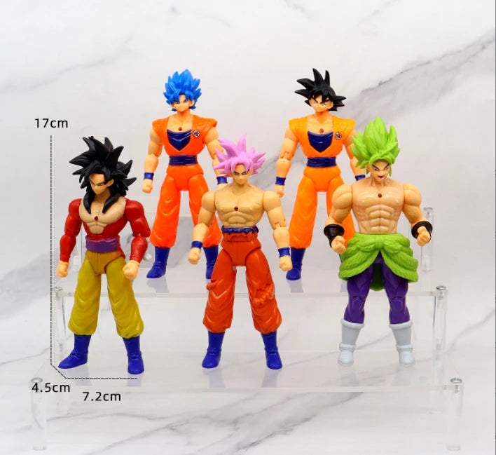 Dragon Ball: 5 Pcs/Set Action Figure Son Goku Vegeta Gogeta Super Saiyan Change Head Figurine 2 Style Ornament Gifts