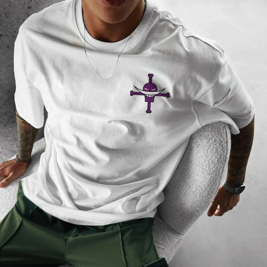 One Piece: Summer Men's T-shirt Anime Edward Newgate Autumn Boys' Children's Short-sleeved Punk Loose Trendy Parent-child Outfit