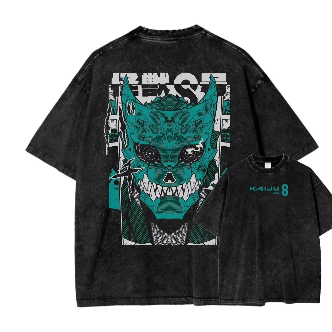 Kaiju No. 8-  Graphic T Shirt Men Women Washed Cotton Tshirts Vintage Clothing Harajuku Male Short Sleeve T-shirt