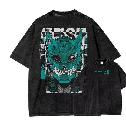 Kaiju No. 8-  Graphic T Shirt Men Women Washed Cotton Tshirts Vintage Clothing Harajuku Male Short Sleeve T-shirt