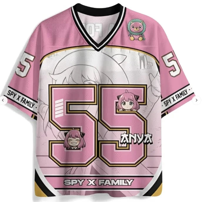 SPy X Family: Adult and Kids Parent-Child Spy Family Anya No. 55 3D Printed American-Style Jersey Trendy Anime Loose Short-Sleeve T-Shirt