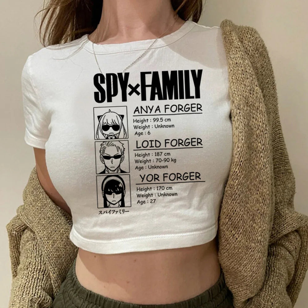 Spy x Family: Anya crop top recortado gyaru 2025 lindo Hada Slim Fit lindo Grunge niñas camisetas