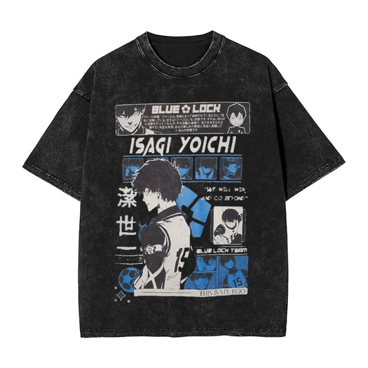 Blue Lock: ISAGI YOICHI T Shirt Printed Cotton Washed  Retro T-Shirts