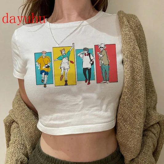 Jujutsu Kaisen: T Shirt Gojo Satoru Tops Yuji Itadori Cropped Tees T-shirt
