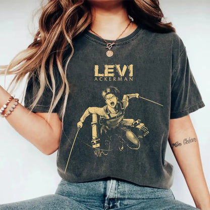 Attack on Titan: Levi Ackerman T-shirts, Attack on Titan Unisex T-shirts, Anime and Comic Print Pattern T-shirts for Fashionable Street Wear
