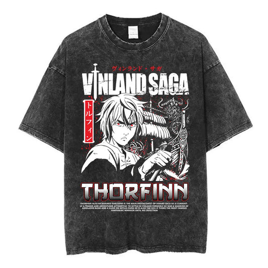 Vinland Saga: T-shirt Manga Thorfinn Karlsefni Graphic Vintage Washed T Shirt Men's Women Casual Cotton Oversized T-shirts