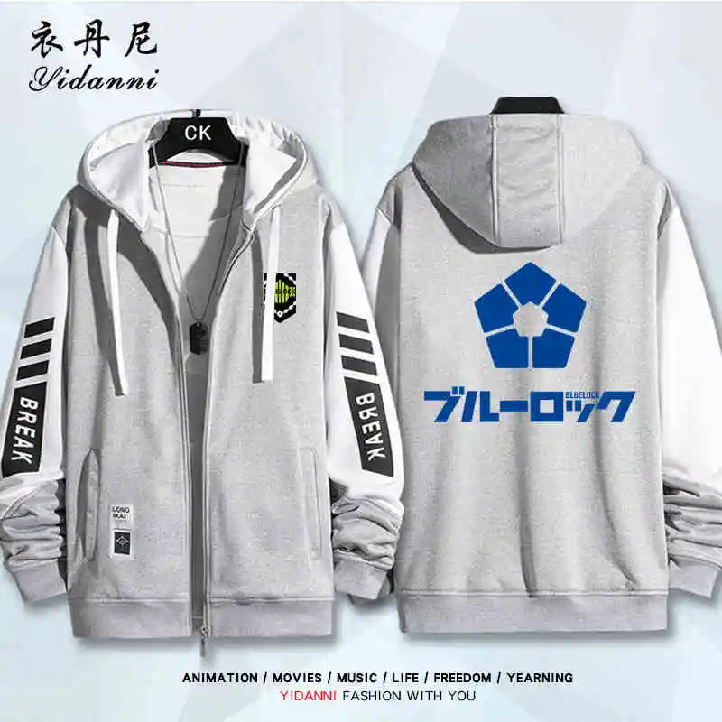 Blue Lock:  Mikage Reo Isagi Yoichi Nagi Seishiro Cosplay Jacket Zipper Hoodie Women Men Fashion Hooded Coat Couple Tops Gift