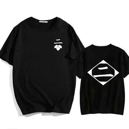 Bleach: Soul Society  Print T-shirt  Oversized Casual Cotton Black and White Short Sleeves Men's Clothing