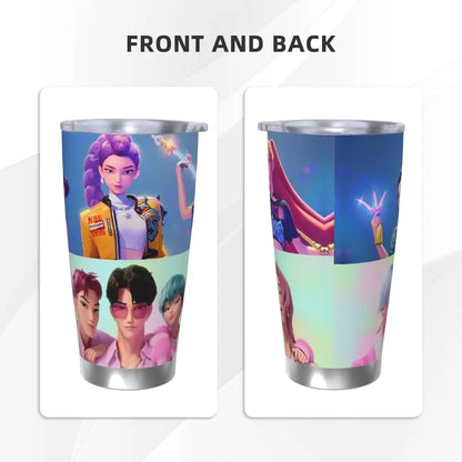 KPop Demon Hunters - Derpy  Insulated Tumbler with Lid Vacuum Thermal Mug Outdoor Travel Car Bottle Cup, 20oz