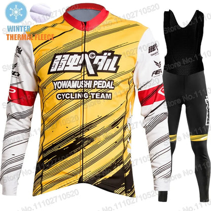 YOWAMUSHI PEDAL:Cycling Jersey 2025 Set Team Long Sleeve Cycling Clothing Bike Thermal Jacket Suit Pants Bib MTB Ropa Maillot