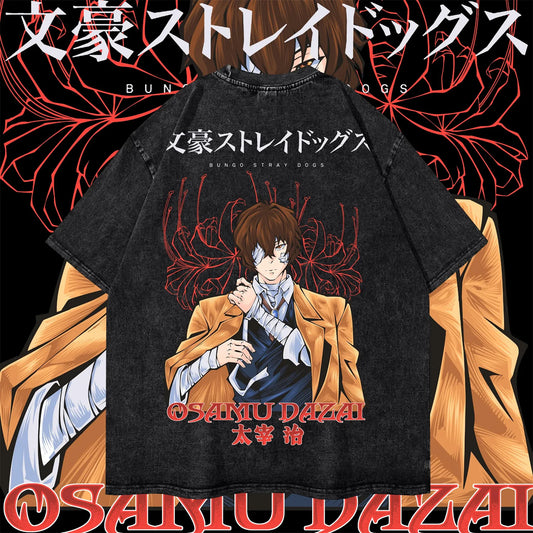 Bungo Stray Dogs:  Osamu Dazai Washed T Shirt Man Vintage Harajuku