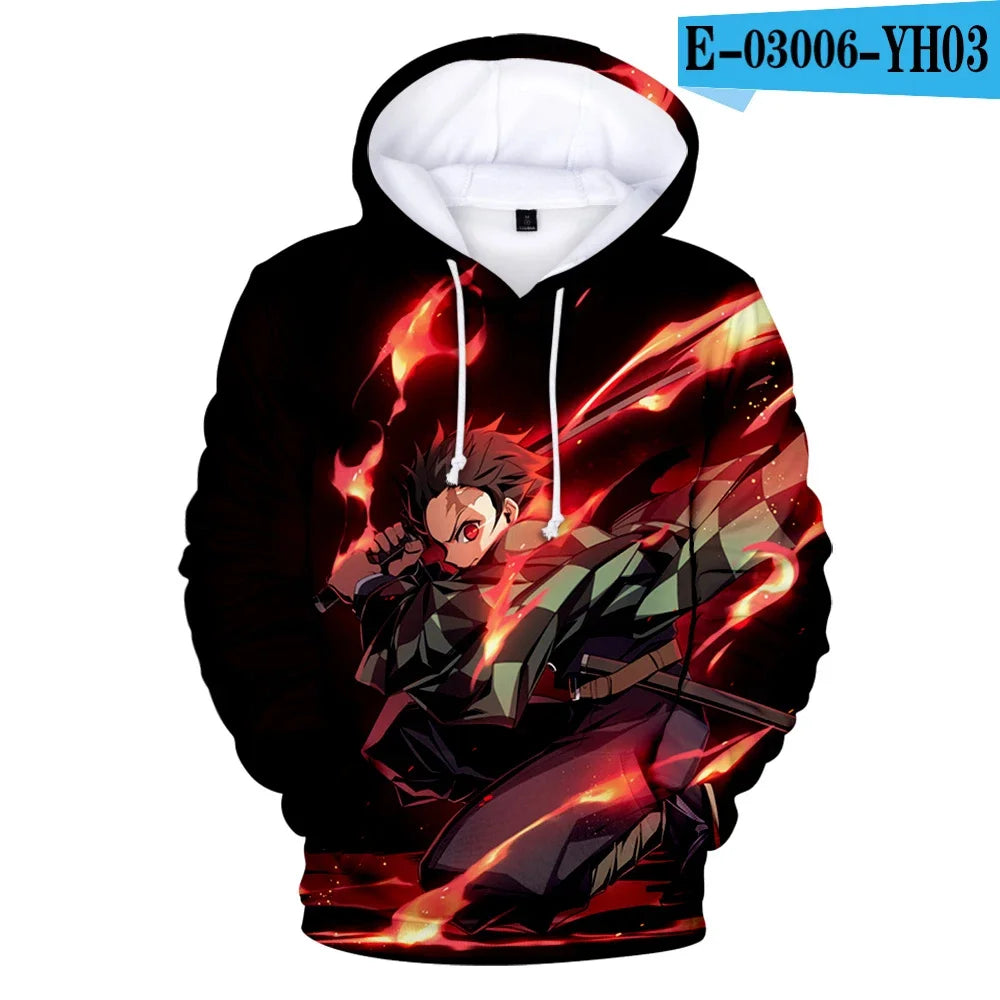 Demon Slayer: Kimetsu No Yaiba Hoodies Sweatshirts Black White Checkered Pattern Full Hoodies Casual