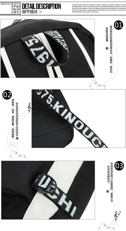 Black Butler: USB Backpack Book Bag Casual Travel Computer Men Women Girl Boys Cosplay Bag Schoolbag Laptop Bags