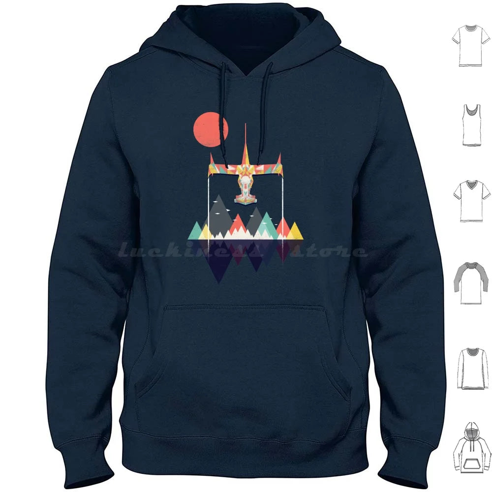 Cowboy Bebop: Swordfish Sunset Hoodie cotton Long Sleeve Sunset Geometric Space Mountains Swordfish Spike Colorful