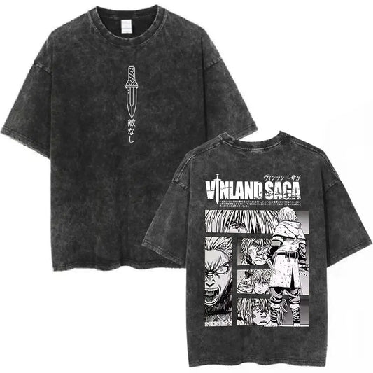 Vinland Saga: T-shirt Manga Thorfinn Karlsefni Graphic Vintage Washed T Shirt Men's Women Casual Cotton Oversized T-shirts