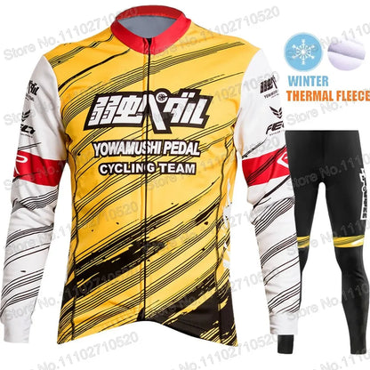 YOWAMUSHI PEDAL:Cycling Jersey 2025 Set Team Long Sleeve Cycling Clothing Bike Thermal Jacket Suit Pants Bib MTB Ropa Maillot