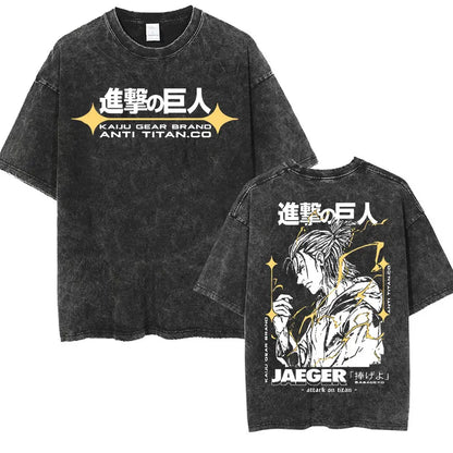 Attack on Titan: Men Women Cartoon Manga Merch Tshirt Men's Oversized T Shirts Washed Vintage Anime Attack on Titan Reiner Braun Graphic T-shirts