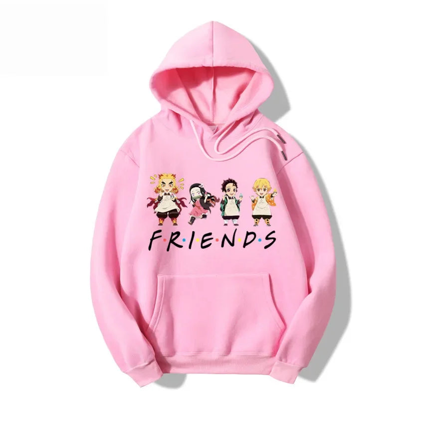 Demon Slayer: Friends Printed Hoodies Cotton Casual Pullover Unisex Sweatshirts Men