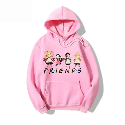 Demon Slayer: Friends Printed Hoodies Cotton Casual Pullover Unisex Sweatshirts Men