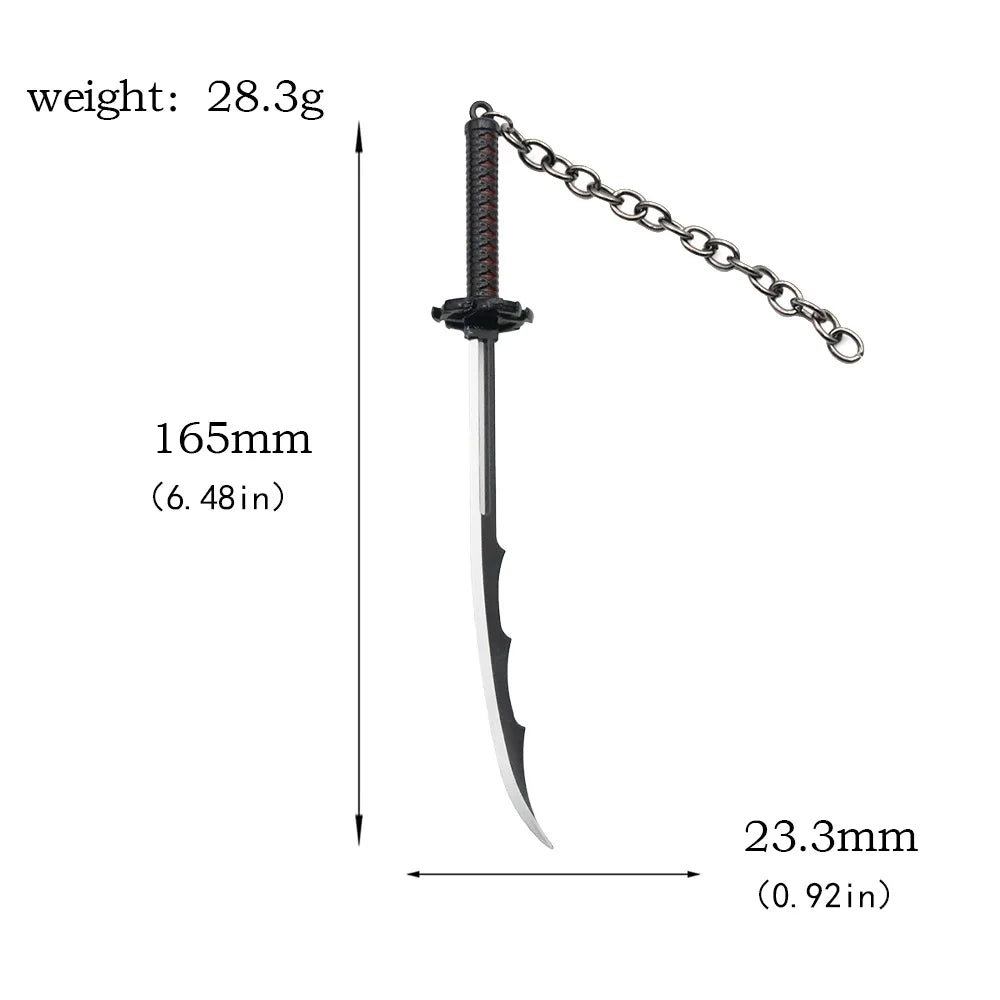 BLEACH: Thousand-Year Blood War Keychain Kurosaki Ichigo Zangetsu Double Blade Weapon Pendant Key Chain for Men Car Keyring Gift
