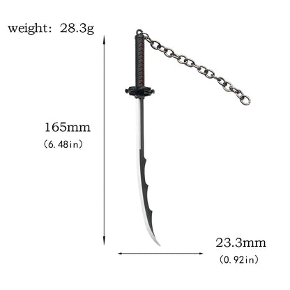 BLEACH: Thousand-Year Blood War Keychain Kurosaki Ichigo Zangetsu Double Blade Weapon Pendant Key Chain for Men Car Keyring Gift