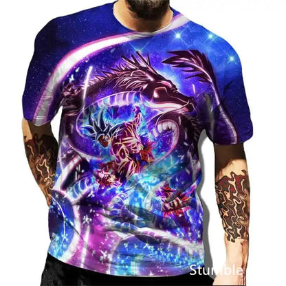 Dragon Ball: Men's 3D Printed Cartoon Tshirt Anime Z Tshirt Summer Harajuku Men Goku Clothes Super Saiya Short Sleeve T-shirt
