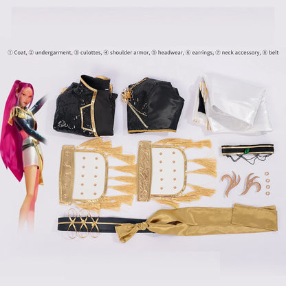 K-Pop Mira Rumi Zoey Cosplay Anime Demon Hunters Cosplay Costume Woman Black/White Gold Party Stage Play Uniform Girl Suit