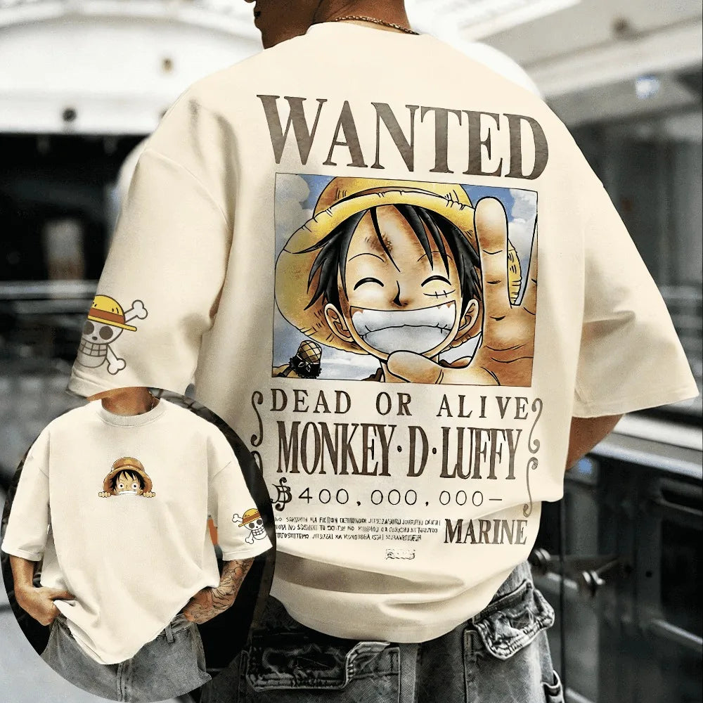 One Piece: T-shirt Men's Oversize Casual Cotton Printed Short-sleeved Unisex Children's Sports Shirt