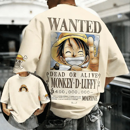 One Piece: T-shirt Men's Oversize Casual Cotton Printed Short-sleeved Unisex Children's Sports Shirt