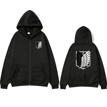 Attack on Titan: High-Quality Fashion Trendy Anime Print Zipper Hoodie Loose Comfortable Classic Sports Sweatshirt