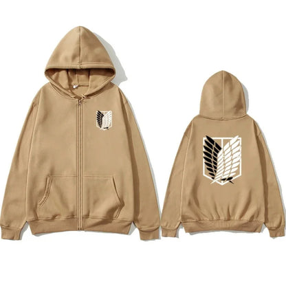 Attack on Titan: High-Quality Fashion Trendy Anime Print Zipper Hoodie Loose Comfortable Classic Sports Sweatshirt