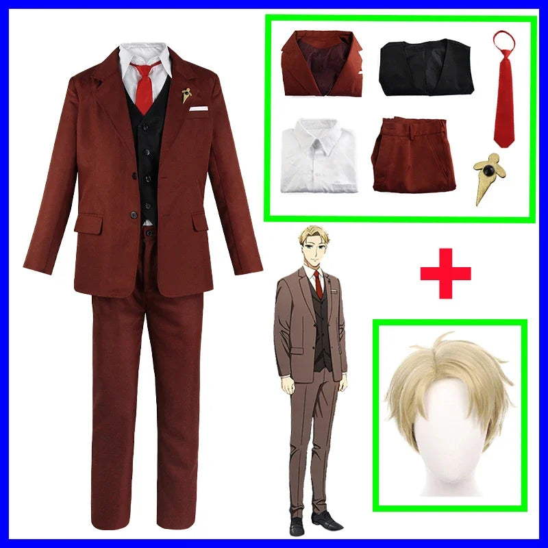 Spy X Family : CHILD DY20Anime Cosplay Costume Yor Forger Sexy Dress Loid Forger Light Green Suit Anya Kawaii Outfit Carnival Party Wig