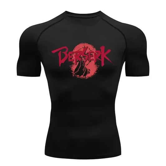 Berserk: Compression T-shirt Men Elastic Tight Sportswear Short-sleeved Gym Bodybuilding Quick-drying Sweatshirt Top S-3XL