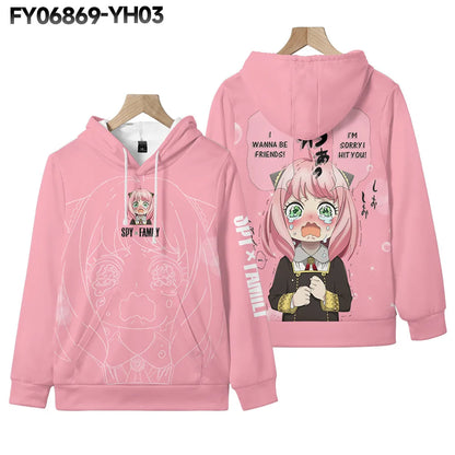Spy X Family: D Teens Boys Tops Girls Cartoon Harajuku Hoodie Streetwear Japan Anime Spy X Family Anya Forger Cosplay Hoodies Sweatshirt