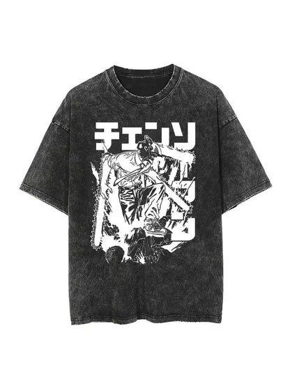 Chainsaw Man: Shark Slayer T-shirt Anime Shirt Vintage Men's T-shirt Pure Cotton Leisure Sports Harajuku Summer New 2025