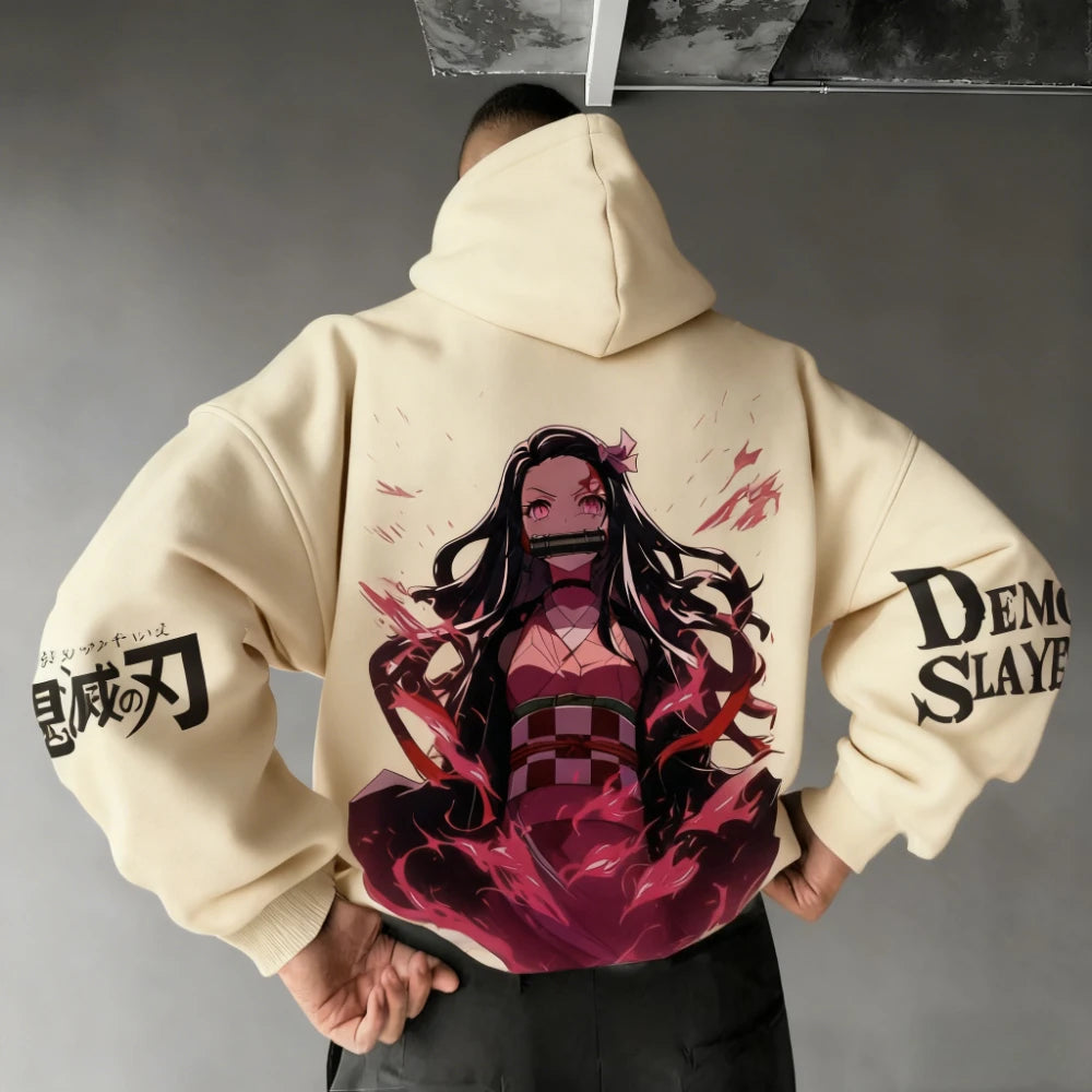 Demon Slayer: Men's Hoodie Sweatshirt Kamado Nezuko Anime Spring Autumn Winter Boy Harajuku Long-sleeved Parent-child Outfit