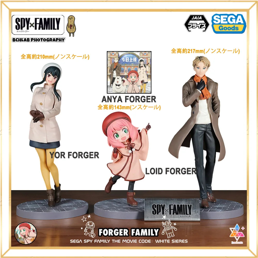 Spy x Family: Official SEGA Toy PM Series CODE White Movie Winter Outfit Statue Model Anya Yor Loid Forger Figure Anime Collectible