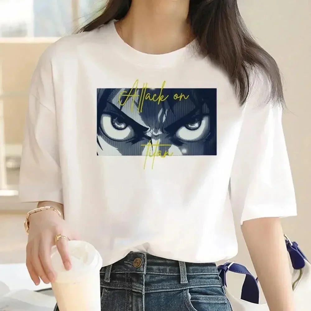 Attack on Titan: Graphic Print Harajuku T Shirt Casual Fashion Short Sleeve T-Shirt Women Graphic T Shirts