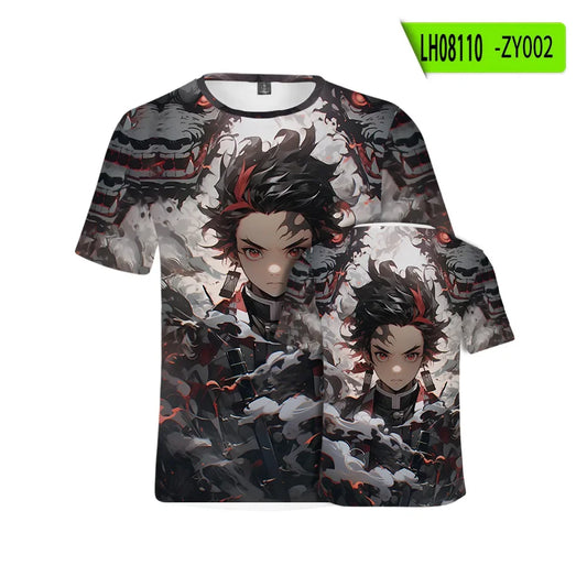 Demon Slayer: Kamado Tanjirou  T shirt 3D  Short Sleeve Y2k Tees